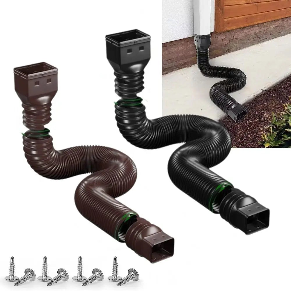 Retractable Rain Gutter Downspout Extensions Rainwater Drainage Adjustable Drain Downspout Extender with Screws