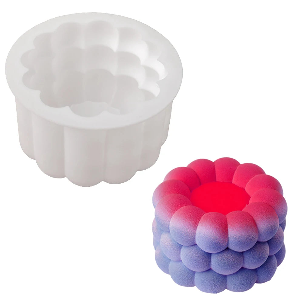 Heart Shaped Cylindrical Square Texture French Mousse Cake Mould Silicone Soap Mold Jelly Pudding Dessert Tools Kitchen Bakeware