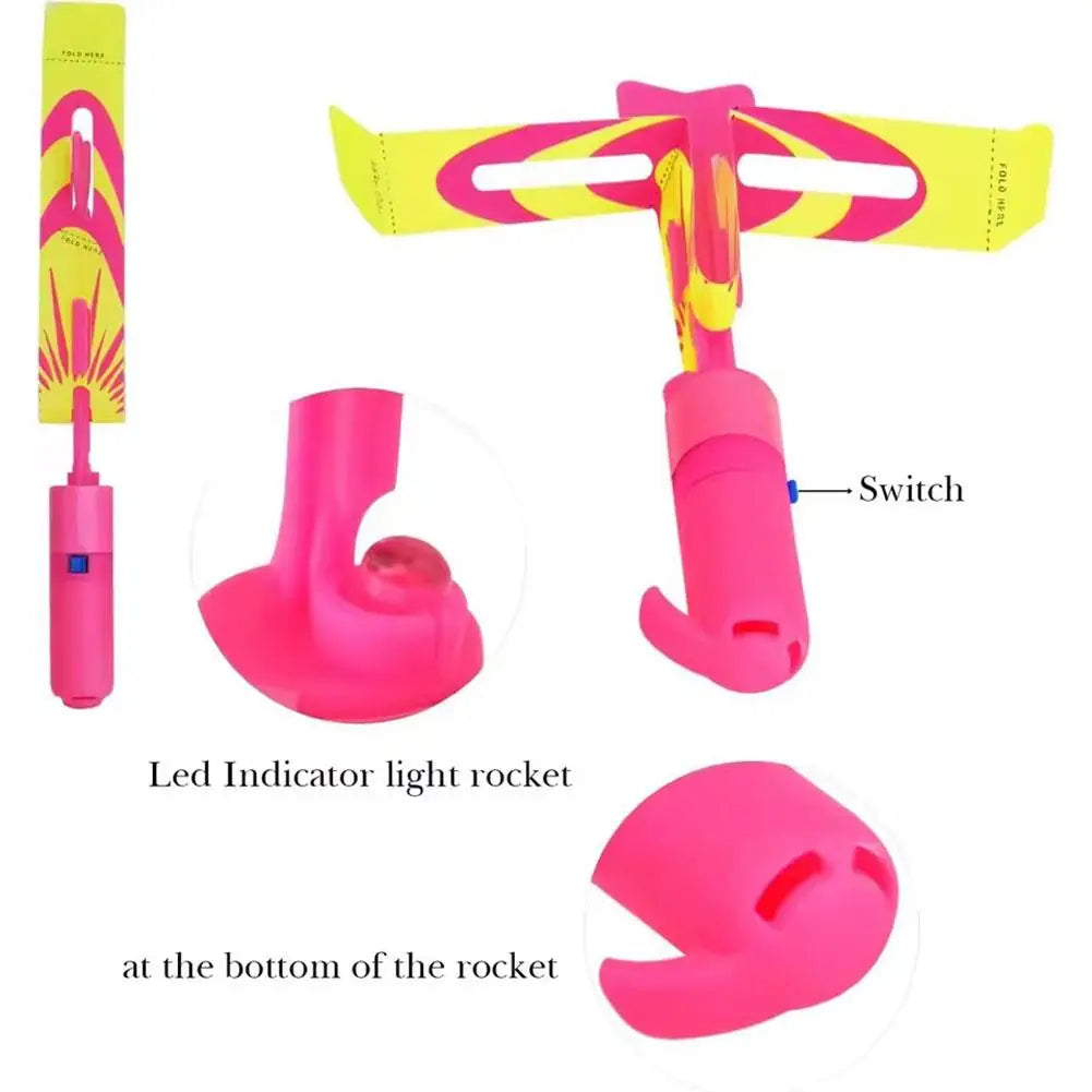 5PCS LED Slingshot Flying Copters Light-Up Arrow Rocket Toys, Outdoor Party Favors Glow in The Dark Helicopters for Kids