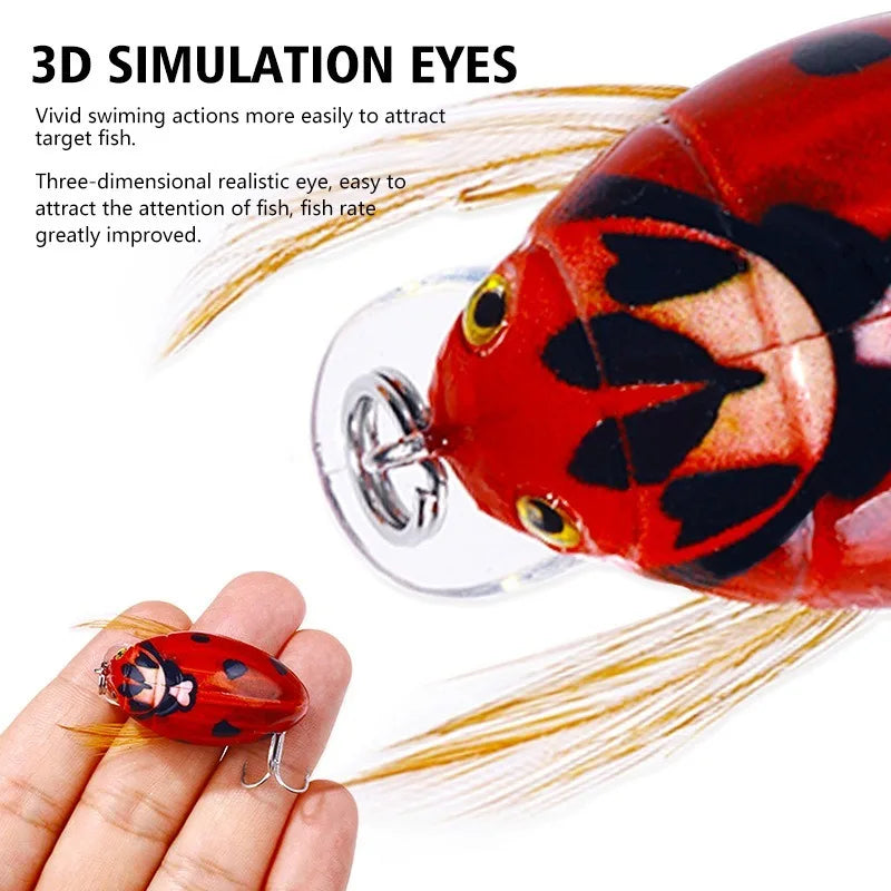 Artificial Fishing Cicada Bait Insect Bug Lure 38mm/4g Sea Beetle Crank Floating Wobblers Bass Carp Hard Bait Fishing Tackle