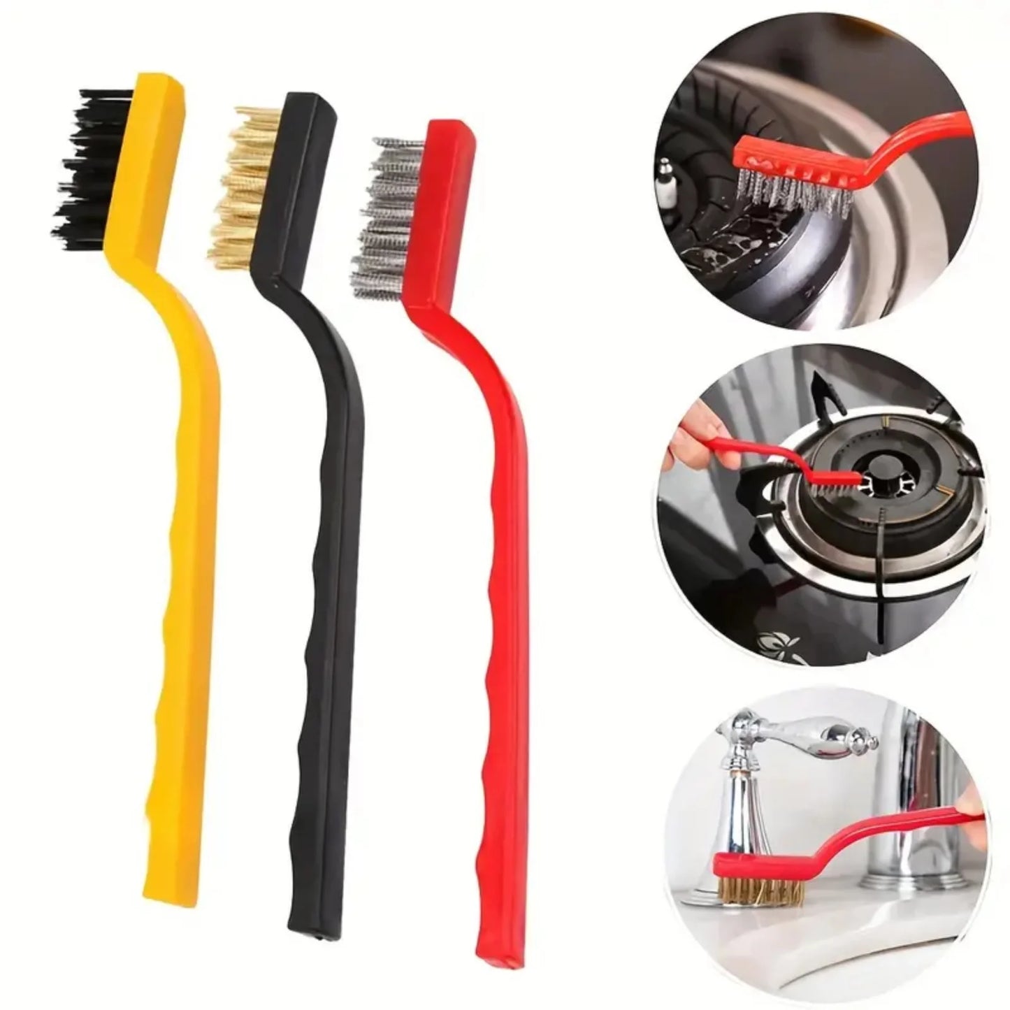 2/3/16PCS Kitchen Cleaning Brush Set Deep Clean Gas Stove Brass Brush for Small Spaces Window Bathroom Gap Mesh Dishrag Washing