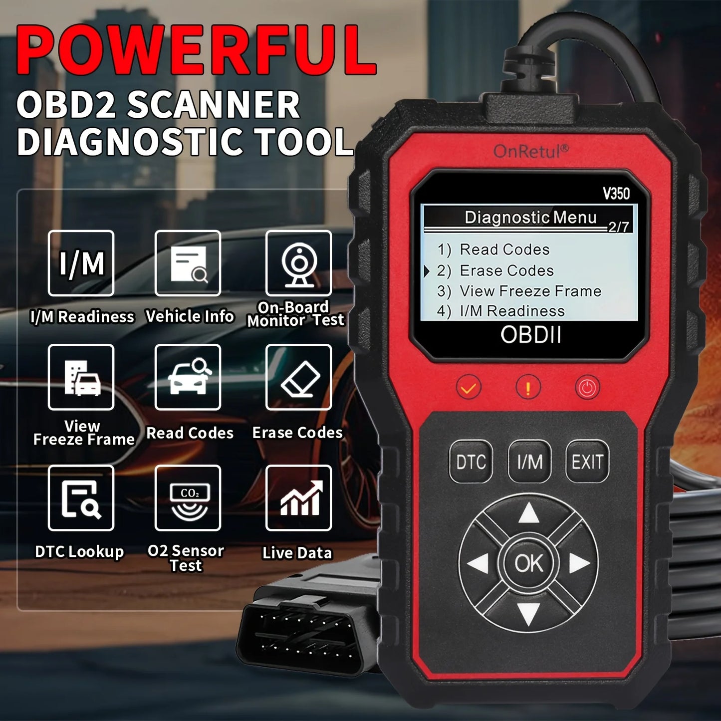 Advanced Obd2 Scanner V350 - Handheld Diagnostic Tool for All Vehicles, Reads Engine Faults, Tests Battery, Analyzes and Tests Engine Performance, 350+ Readiness Check Codes, Dtc Book, 35, 901+ Readiness Check Codes, Vehicle
