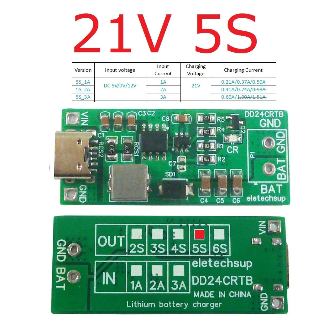 1PCS 2-6Cell Li-po Li-ion 18650 Pack Charger Module Type-c DC 5V to 8.4V 12.6V 16.8V 21V 25.2V for 7.4V 11.1V 14.8V 18.5V 22.2V