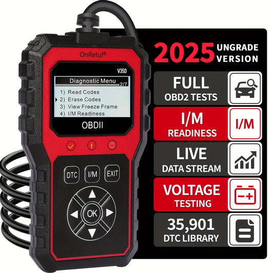 Advanced Obd2 Scanner V350 - Handheld Diagnostic Tool for All Vehicles, Reads Engine Faults, Tests Battery, Analyzes and Tests Engine Performance, 350+ Readiness Check Codes, Dtc Book, 35, 901+ Readiness Check Codes, Vehicle