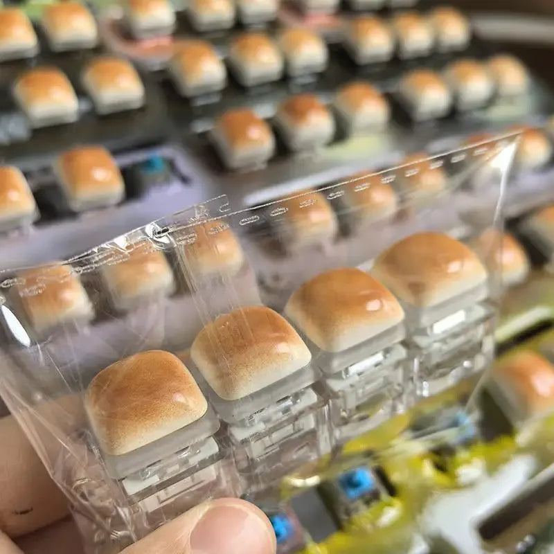 Bread Keycap Stress Relief shine Clicker Keychain Mechanical Keyboard Button Decompress Fingertip Keyring fidget toy sensory toy