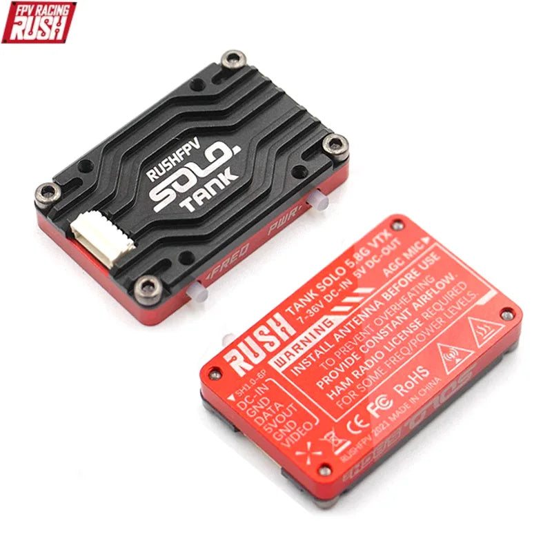 RUSH Solo Tank 5.8G VTX Video Transmitter CNC Shell 1.6W High Power Built-in Microphone Heat Dissipation Structure For RC FPV