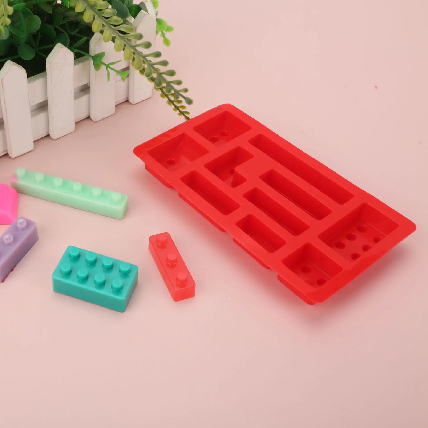 1/6PCS Block Silicone Mold Building Brick Robot Chocolate Jelly Ice Cube Tray Cake Decoration Cupcake Topper Kids Birthday Party