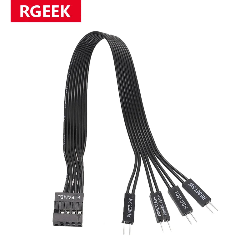 RGEEK 20cm F_PANEL 2.54mm F Panel Female To 2Pin Power Reset SW HD LED Male for PC Motherboard Power Switch Reset HDD Hard Drive