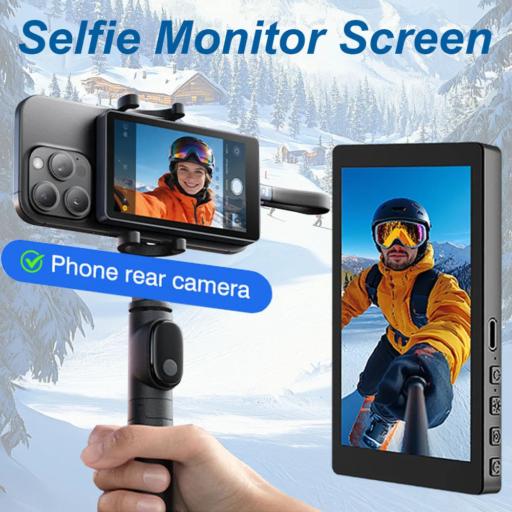 Magnetic Phone Vlog Selfie Monitor Screen, Wireless Back Camera Monitor for Live Streaming & Video Recording, iPhone & Android