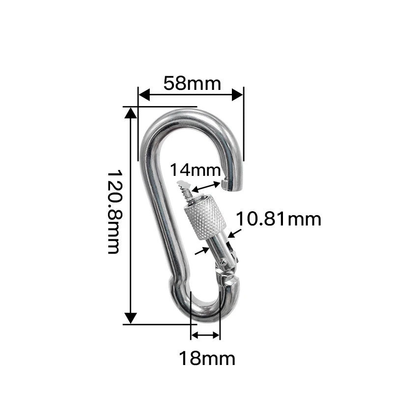 304 Stainless Steel Carabiners - Heavy Duty, Durable & Rust-Free Clips for Gym, Swing, Dog Leashes, Hammocks, Keychains