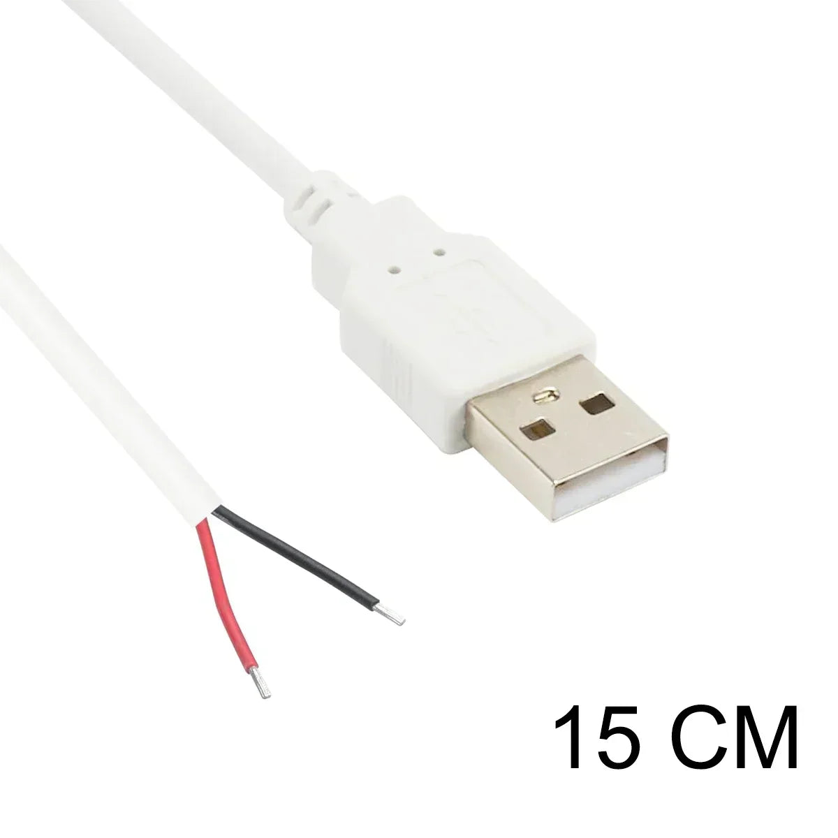 USB A Male 2 Pin Bare Wire USB 5V 3A Pigtail Open End Power Cable for Small Fan USB Equipment Installed Replace Repair DIY Cord