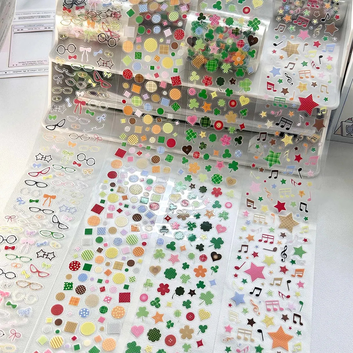 PET Doodle Sticker Tapes Clover Stickers Glasses Idol Cards Deco Salt Style Scrapbook Journal DIY Decor Supplies