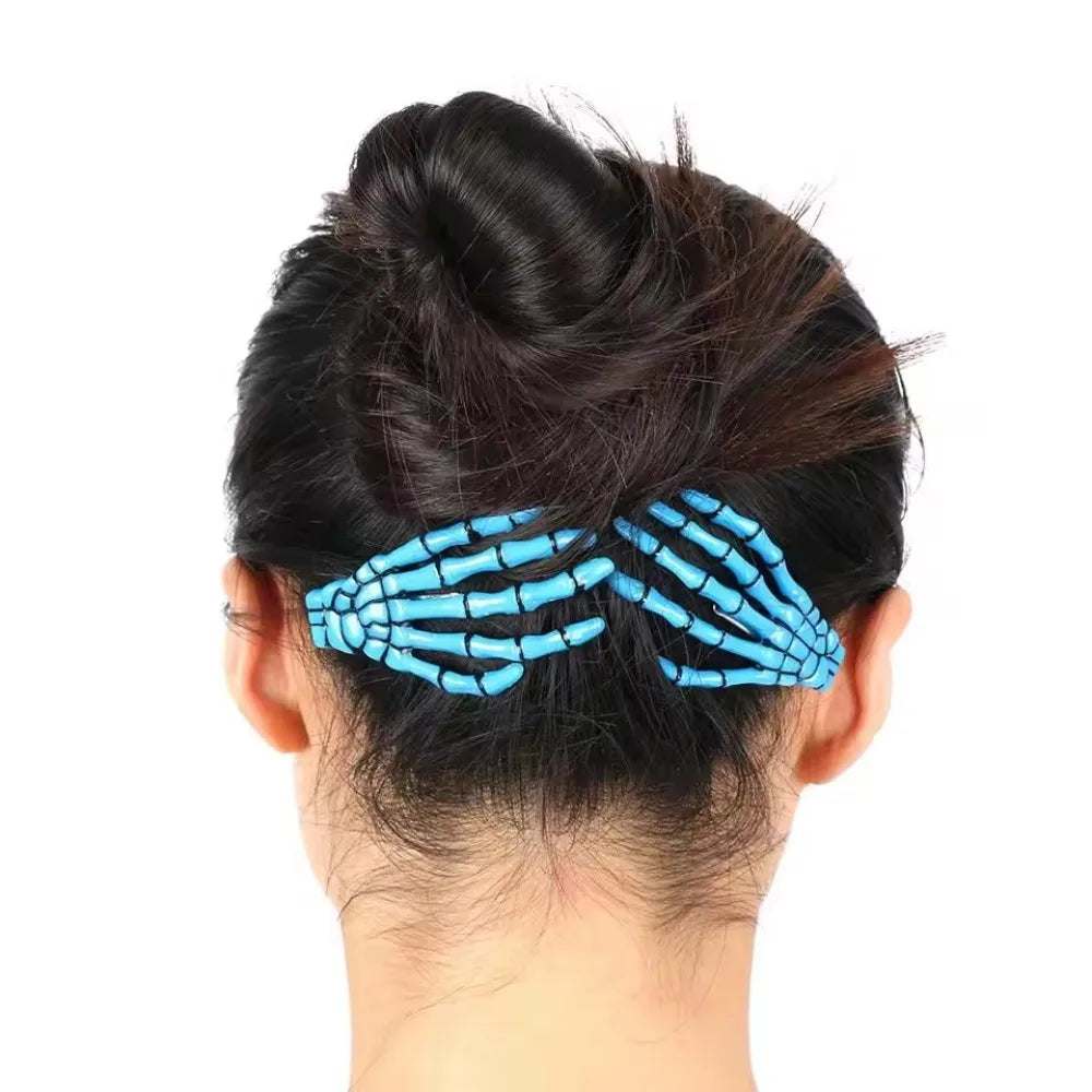 Halloween Skeleton Hands Hair Clips 2Pcs Gothic Punk Rock Accessories for Women Devil Party  Hair Pin Girl Hair Accessoires