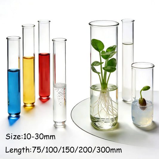 5pcs Borosilicate Glass Test Tubes, 75-300mm clear U-Bottom for Laboratory Science Experiments & School Education Supplies