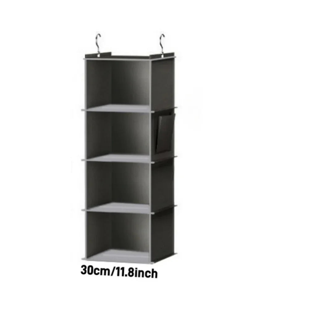Hanging Closet Organizer, 6-Shelf Wardrobe Storage Bag with Hooks, Space Saving Foldable Fabric Shelves for Bedroom Dorm Travel