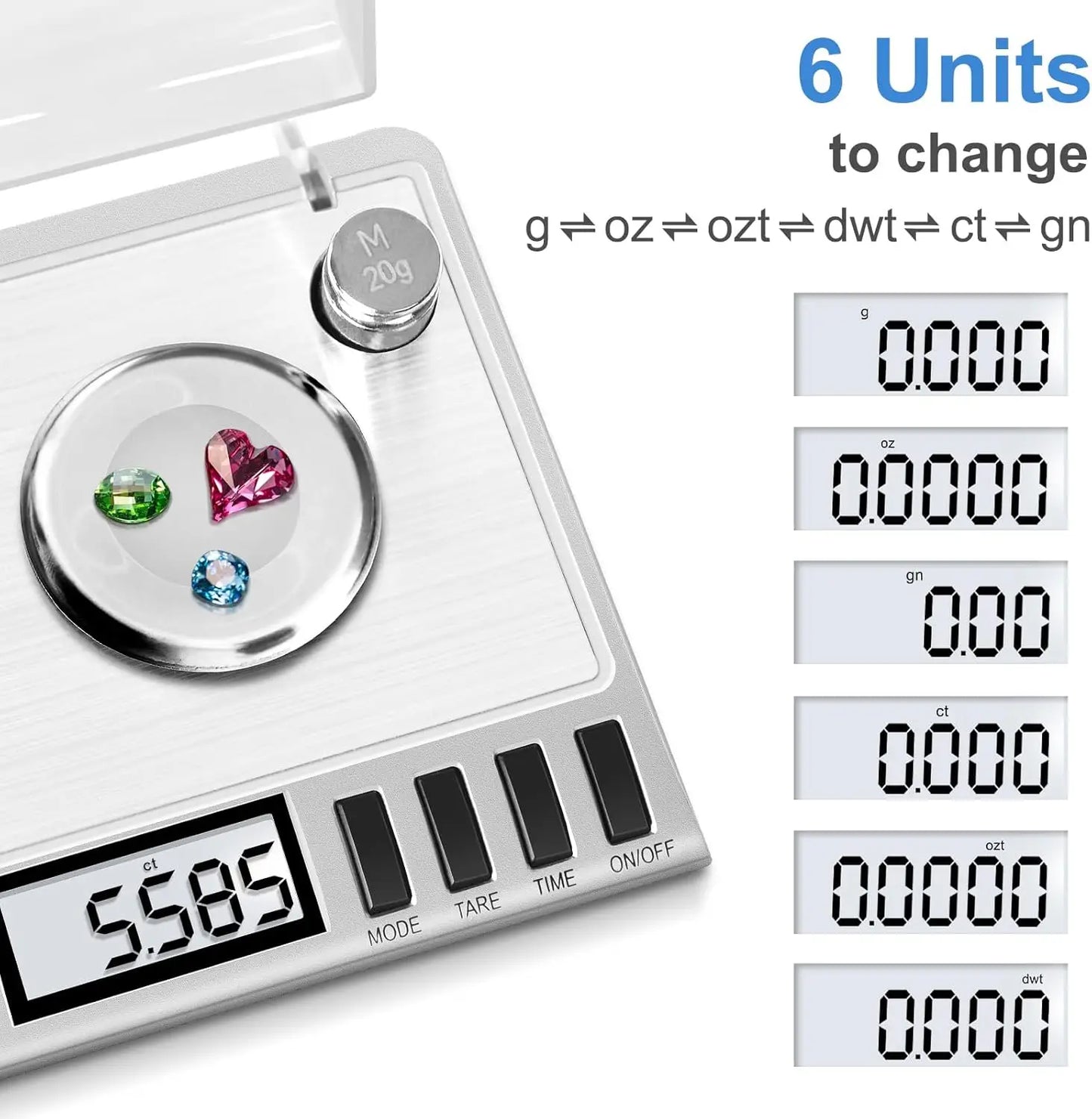 50 Grams X 0.001 Grams, High Accuracy Digital Milligram Jewelry Scale, Heavy Duty, Jewelry Includes Calibration Weights