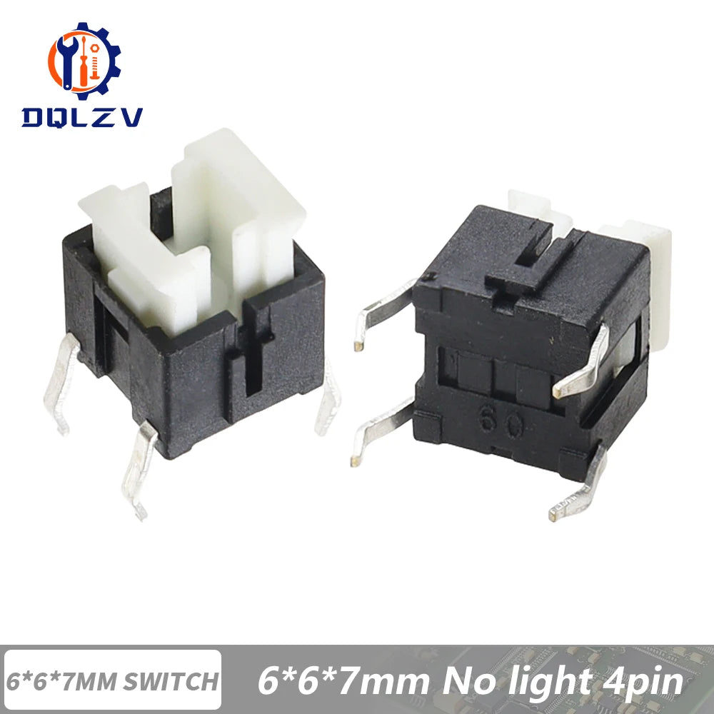 5/10Pcs 6*6mm Through Hole Micro Push Button Tactile Momentary Switch With LED Green Yellow Red White Blue 6*6 6X6
