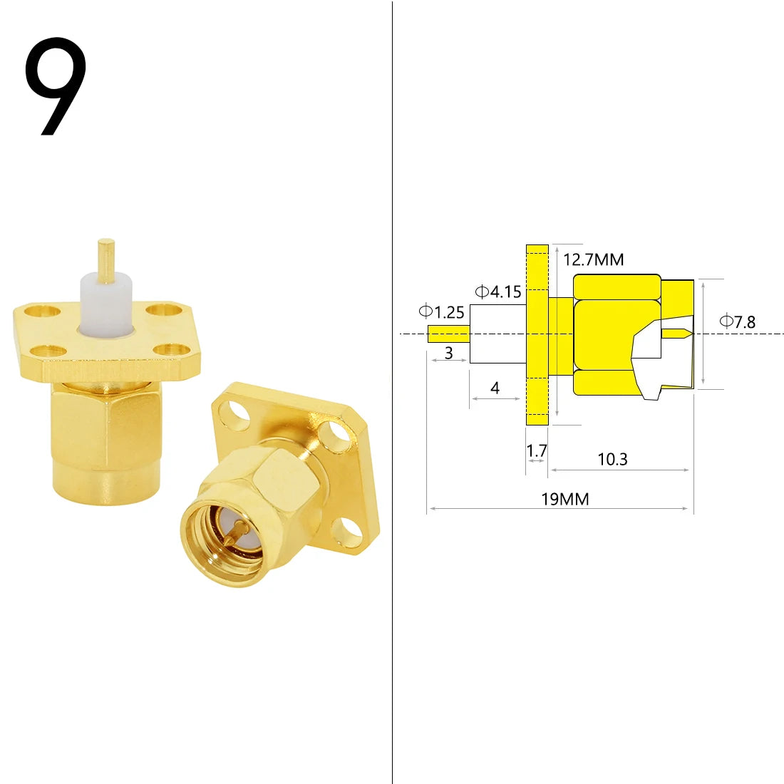 1PC SMA Male/ Female RF Coax Connector Panel Mount Flange Chassis Solder Post Wire Terminal Adapter Goldplated Wholesale Price