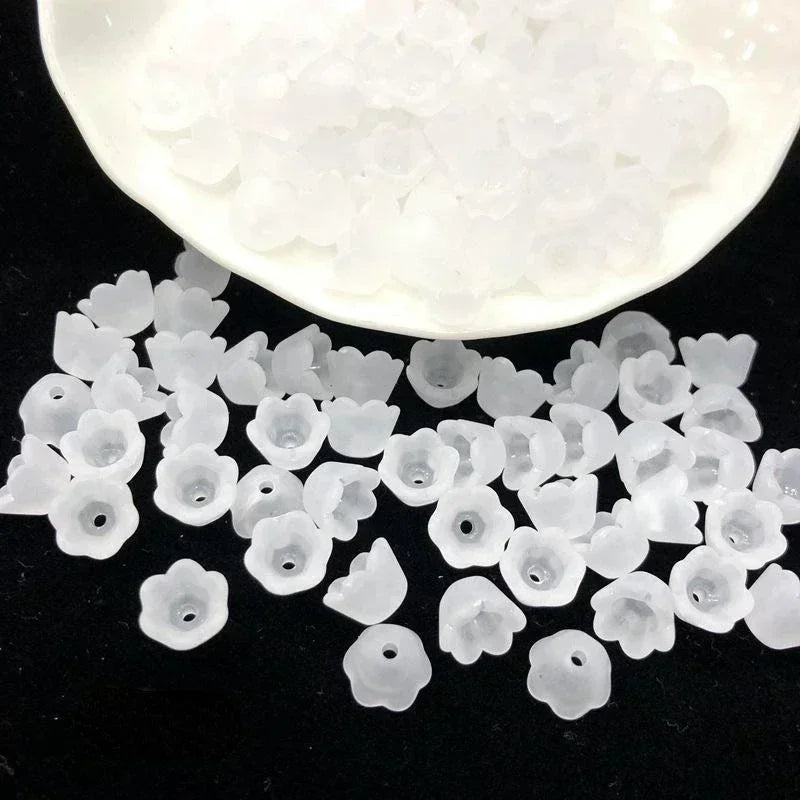 50/100/200pcs Transparent Acrylic Beads Tulip Flower Lily of The Valley for Jewelry Making DIY Bracelet Necklace Crafts Material