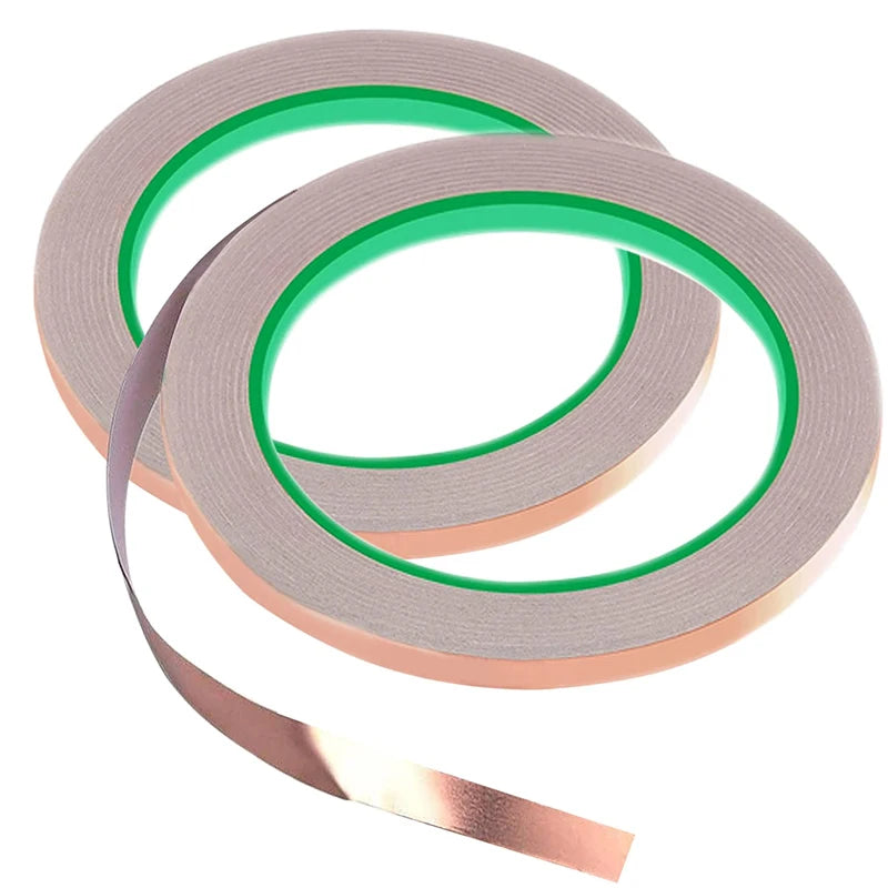 3/5/10mm x 20M Copper Foil Tape Double-Sided Conductive For EMI Shielding Stained Glass Soldering Electrical Repairs Grounding