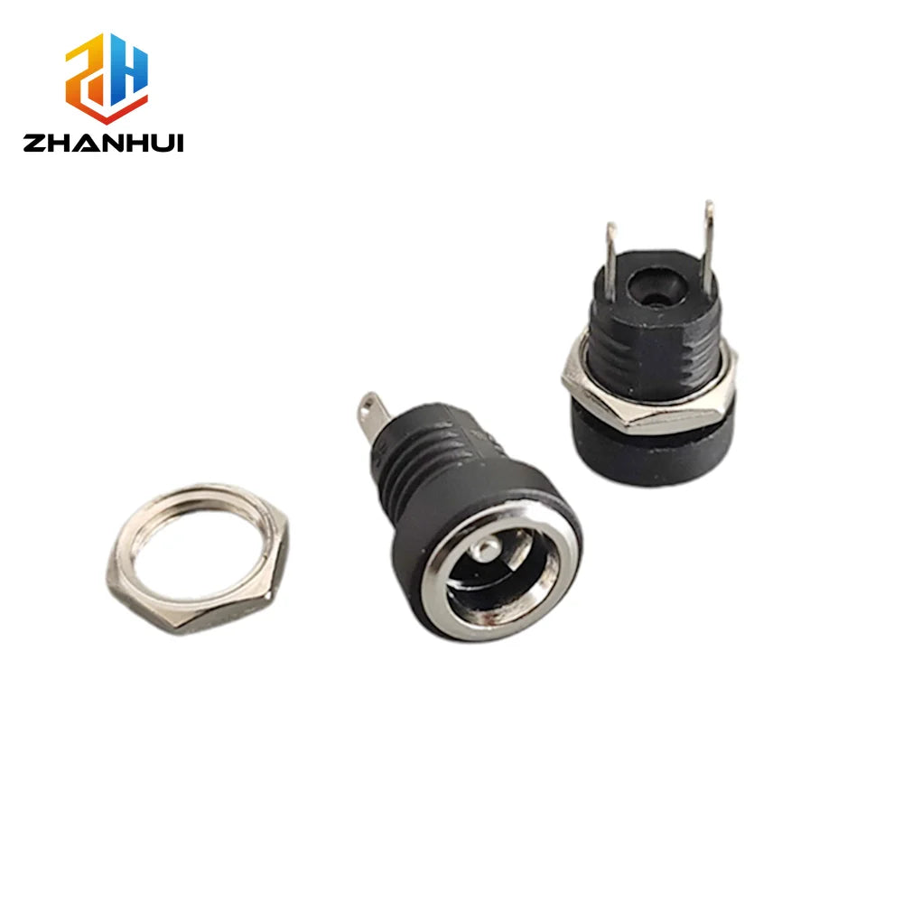 5/10pcs DC-022B DC Power Female Socket 3.5x1.3mm 5.5x2.1mm 5.5*2.5mm 2Pin Jack Hole Panel Mount Connector Adapter