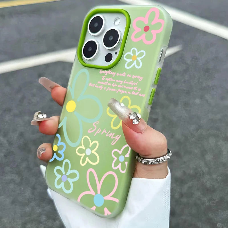 Spring Flower Pattern Phone Case For iPhone 17 16 Pro Max Cases iPhone 17e 16e 11 15 12 13 14 Pro Max Air X XS XR 7 8 Plus Cover