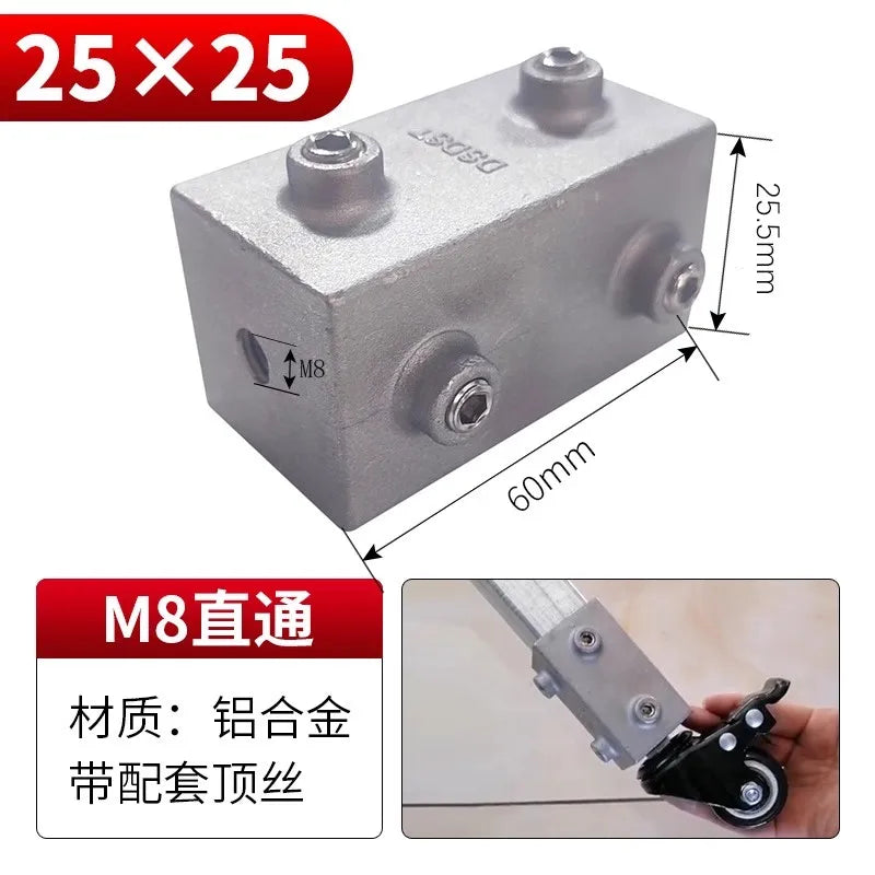20/25/30mm Square Tube Connectors Galvanized Aluminum Alloy Square Tube Connector Tee Fasteners Square Steel Fixed Clips