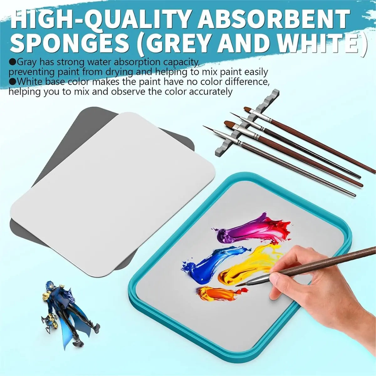 2026 New Stay Wet Palette for Acrylic Miniature Painting, Paint Tray Palettes with 50 PCS Wet Palette Paper, 2 Sponge