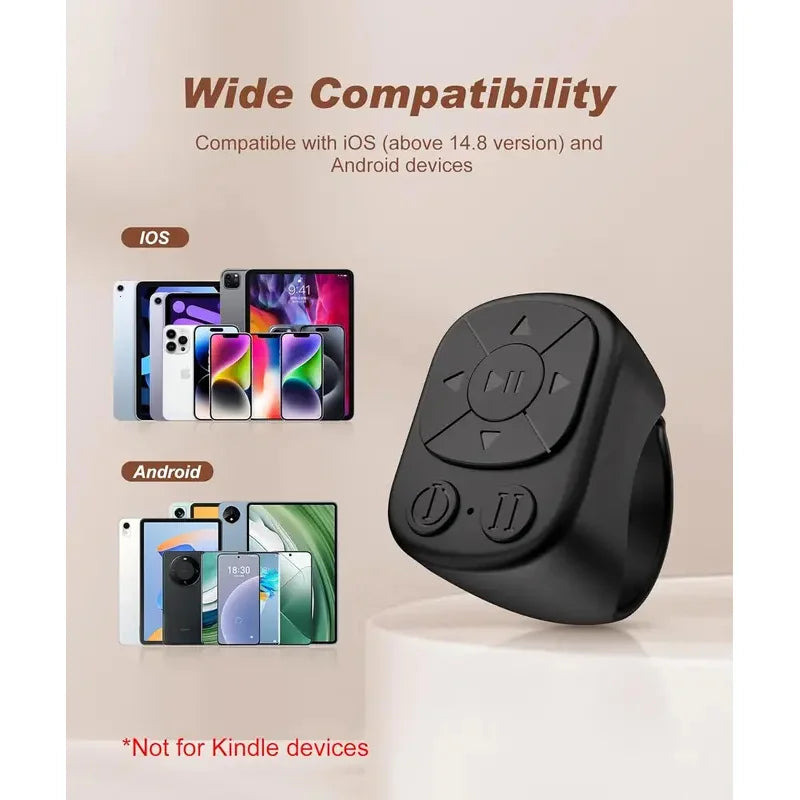 Remote Control Is Suitable for iPhone iPad Bluetooth Page Turning Ring Roller Both Camera Remote Control Function Compatible