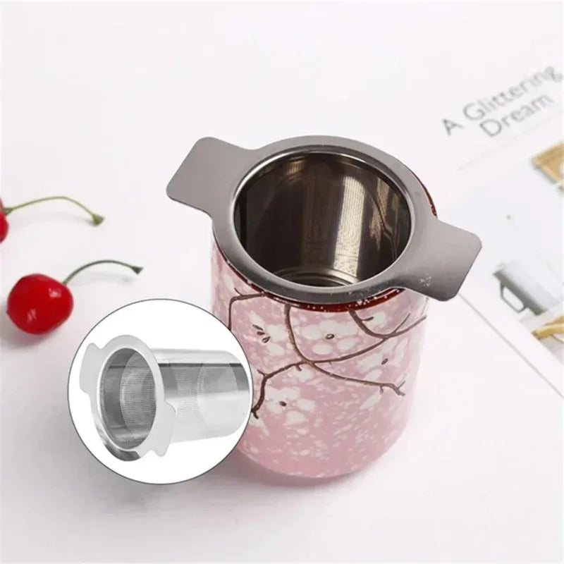 Binaural Net Stainless Steel Mesh Tea Maker with Lid Filter Coffee Filter Basket Tea Filter Be Reusable Strainer Tea Accessories
