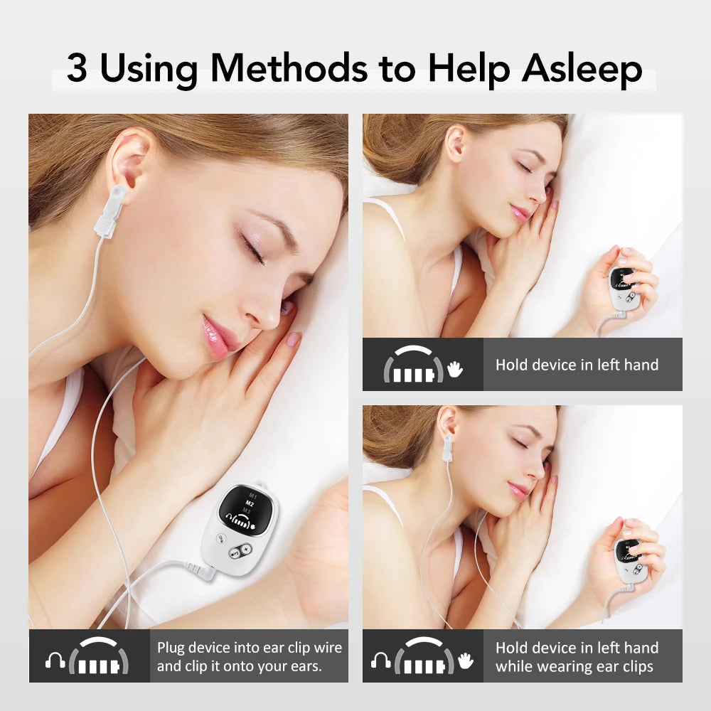 Ear Clip & Handheld CES Sleep Aid Device For Insomnia Anxiety Stress Relief Help Sleeping Aid Machine Palm Pulse Massager