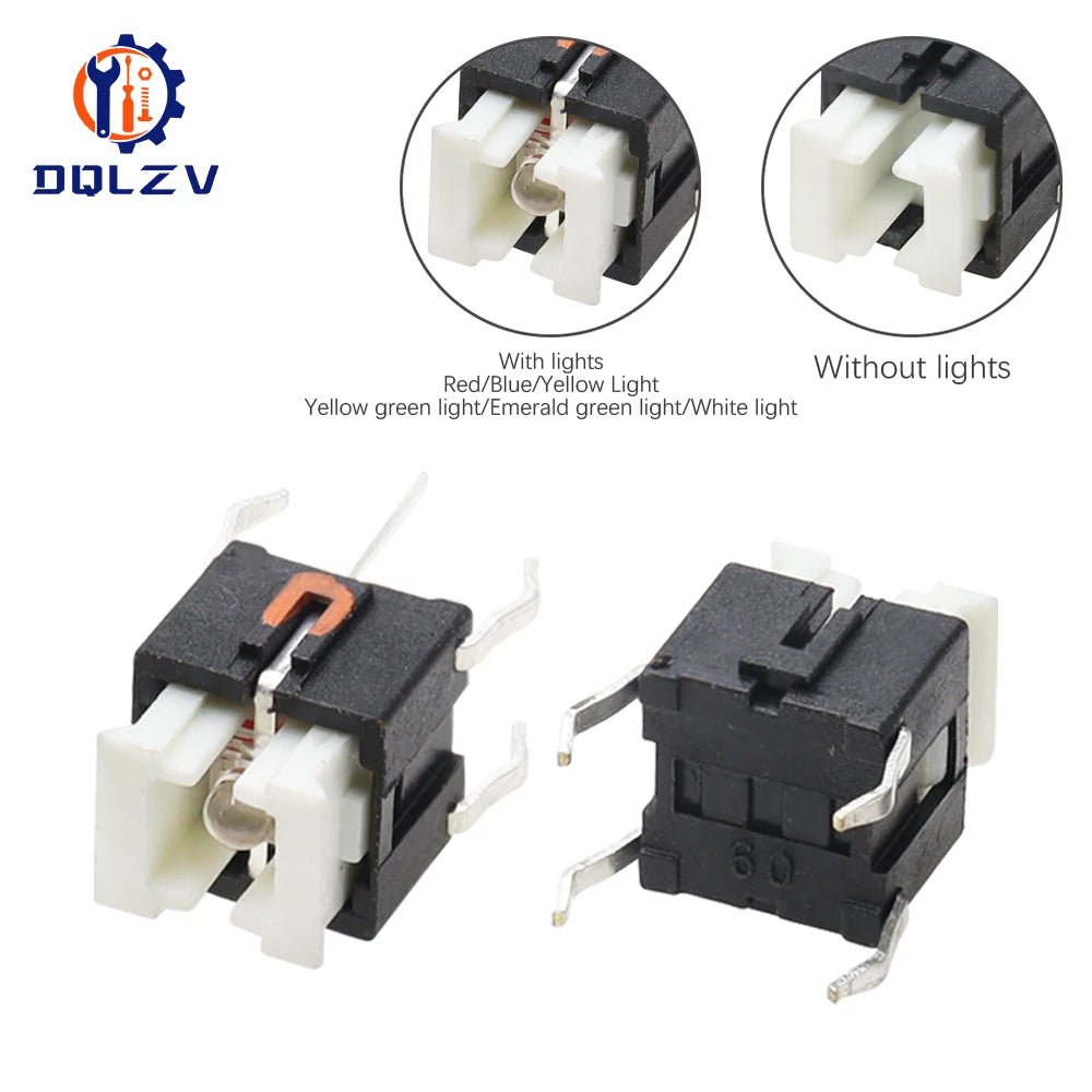 5/10Pcs 6*6mm Through Hole Micro Push Button Tactile Momentary Switch With LED Green Yellow Red White Blue 6*6 6X6
