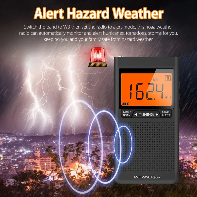 NOAA Weather Radio AM FM WB Stereo Pocket Radio Mini Portable Player Emergency Handheld Receiver sell like hot cakes