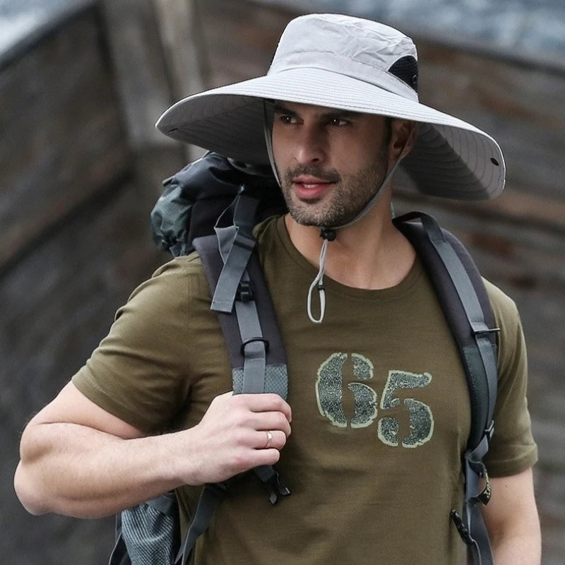 Men Women Wide Visor Brim Hat Boonie Bucket Cap Summer Fishing UV Sun Protection Breathable Caps 15CM Large Brim