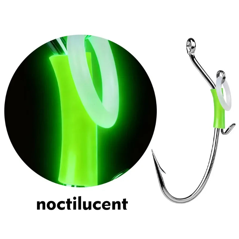 10pcs Luminous Spring-loaded shrimp hook Live Shrimp Hooks Stainless Steel Saltwater Live bait Fishing Hooks Shrimp Walker
