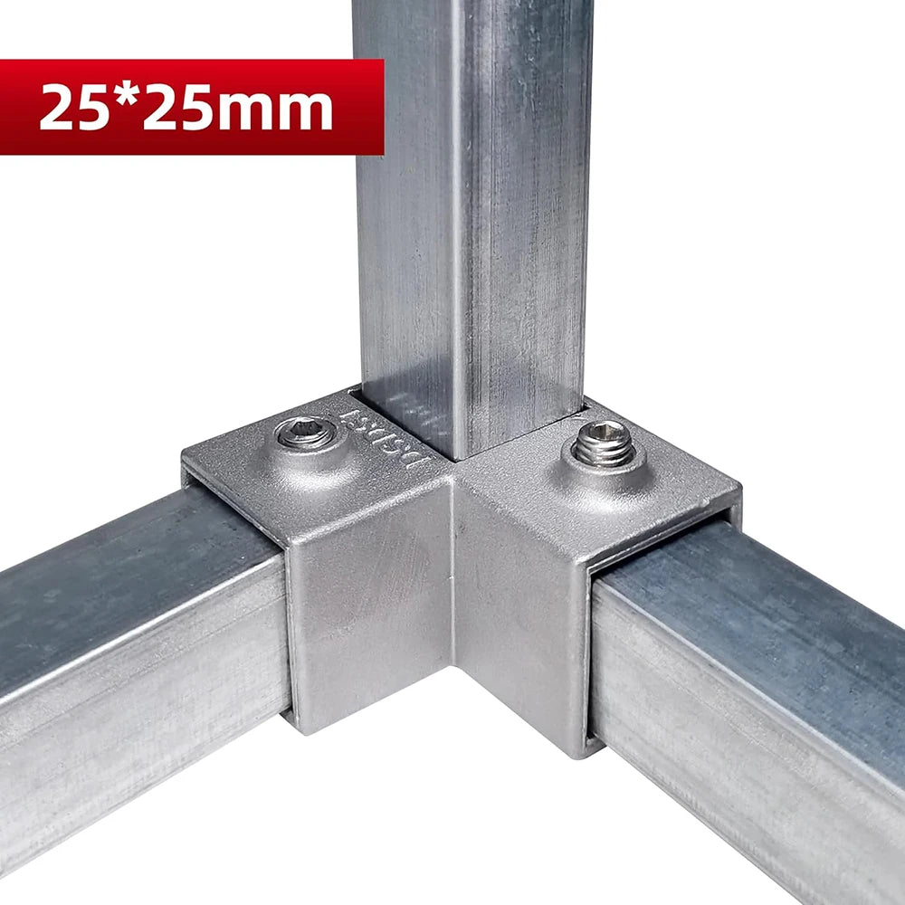 20/25/30mm Square Tube Connectors Galvanized Aluminum Alloy Square Tube Connector Tee Fasteners Square Steel Fixed Clips