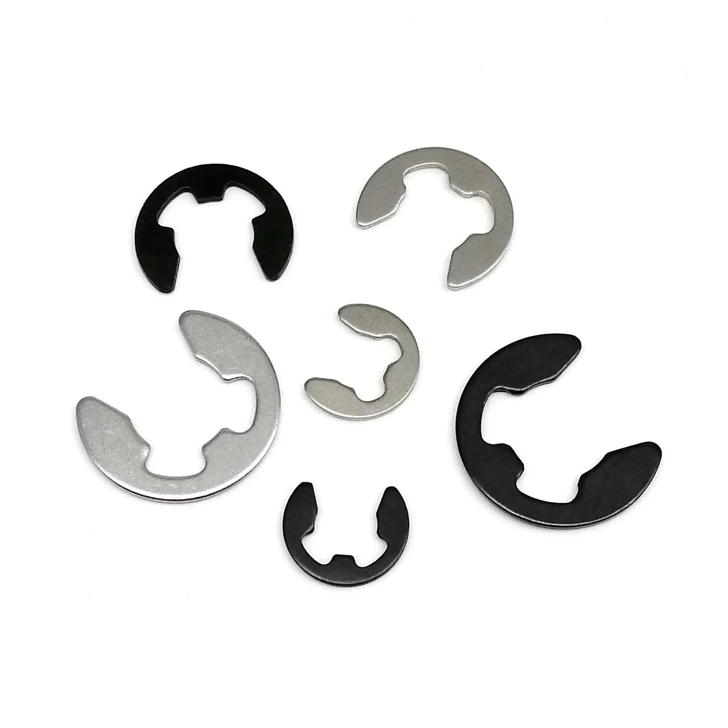 1 Kit M1.2 to M15 GB896 E type Circlip Shaft Bearing External Retaining Ring Snap Washer Black 65mn Steel 304 A2 Stainless Steel