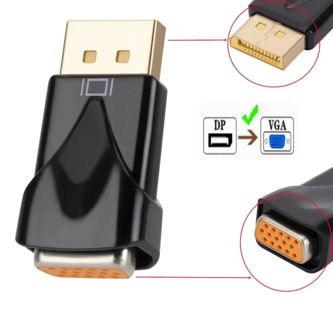 Grwibeou 1080P HD DP to VGA Adapter DisplayPort DP to VGA Converter Suitable for Projectors TVs PCs Laptops Monitors