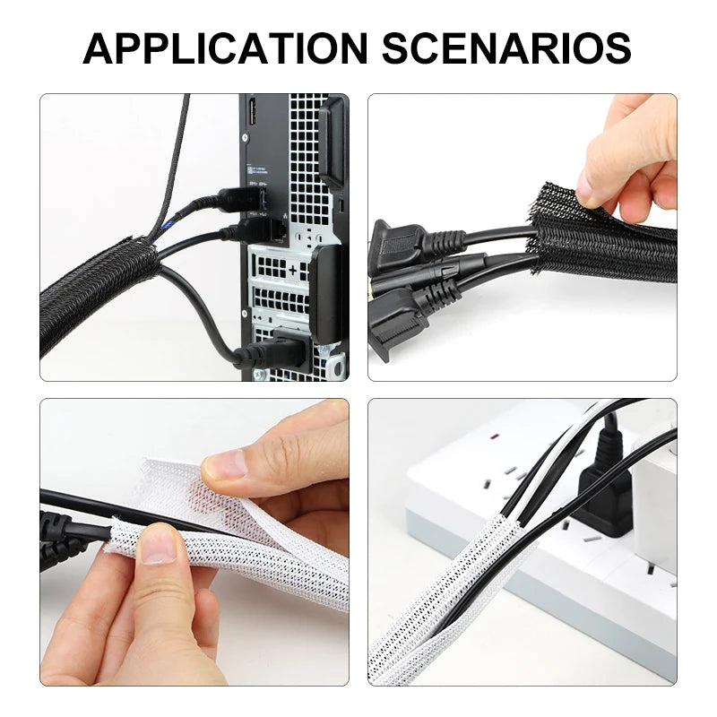 Self-Closed Braided Sleeve 5 8 10 13 16 19 25 32mm PET Insulated Wrap Cable Casing for Computer TV Wire Protect Line Wrap Cover