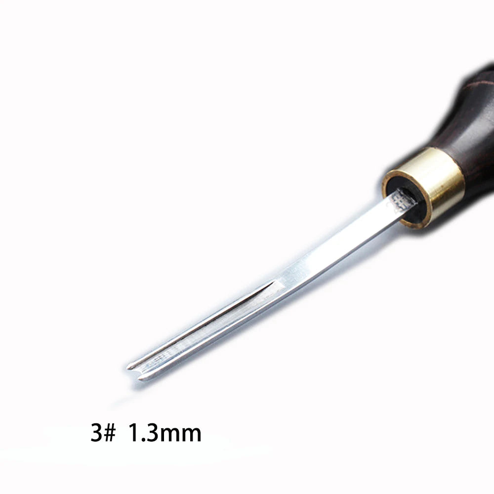 Leather Edge Cutter Beveller Beveling Skiving Knife Steel Sharper 0.6/0/7/1/3/1.8mm Ebony Handle Leather Craft Trimming Tool