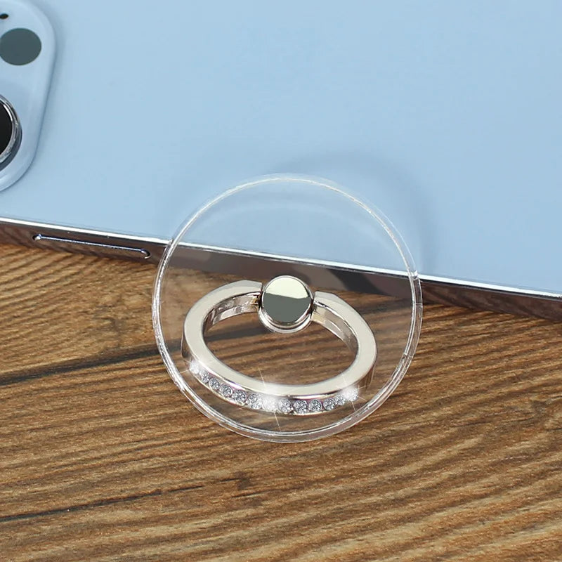 Transparent Cell Phone Ring Holder Stand 360° Degree Rotation Clear Finger Grip Kickstand Compatible iPhones or Phone Case