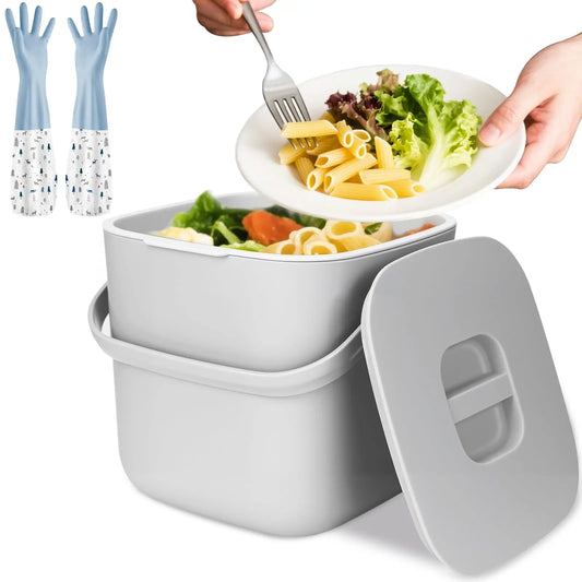 Kitchen Organic Waste Bin with Lid, Compost Bin for Everyday Organic Waste Containers, Odour-proof, Easy To Clean.