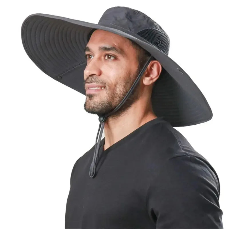 Men Women Wide Visor Brim Hat Boonie Bucket Cap Summer Fishing UV Sun Protection Breathable Caps 15CM Large Brim