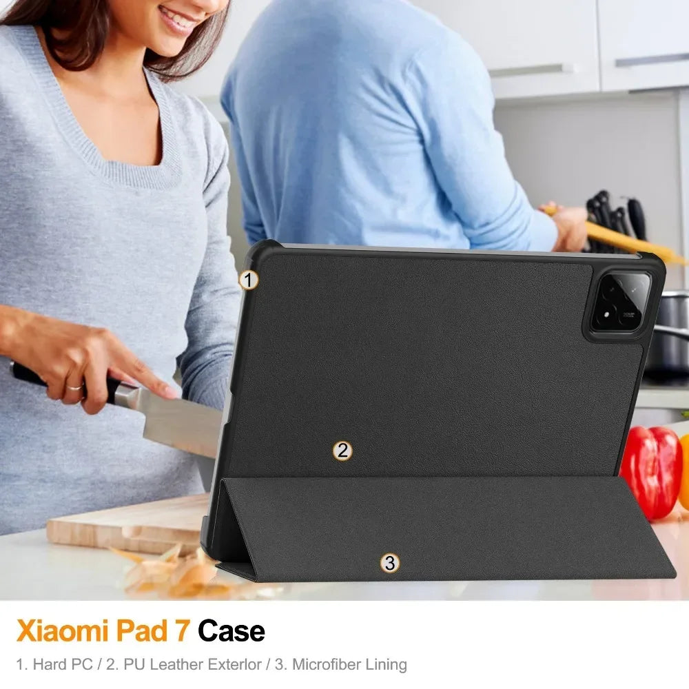 For Xiaomi Pad 7 Case 11.2 inch Tri-Folding Flip Stand Case Funda For Xiaomi Pad 7 Pro Mi Pad 7 2024 with Auto Sleep Cover