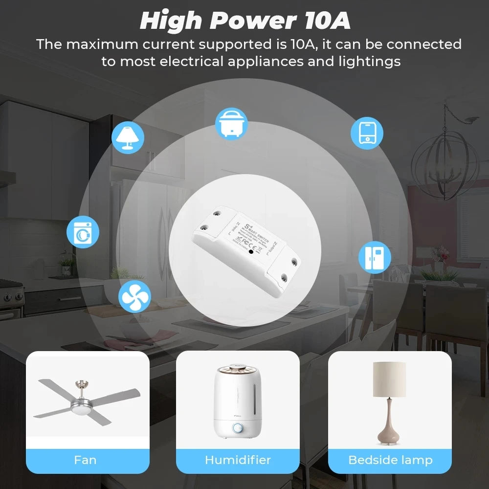 WiFi Switch DIY MINI Smart Home Switch Relay Module Works with Tuya Smart Life APP Wireless Voice Remote Control Timer Switch