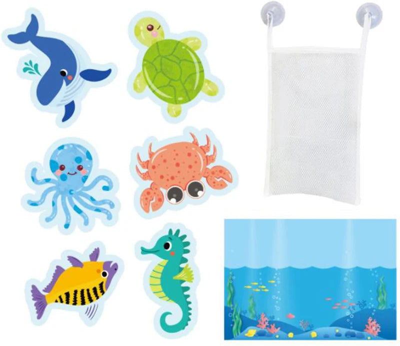 Baby Toy Animal Bath Toys for Kids Soft EVA Paste Bathroom Toys Animal Cognitive Floating Water Toys for Boys Girls 2 to 4 Years