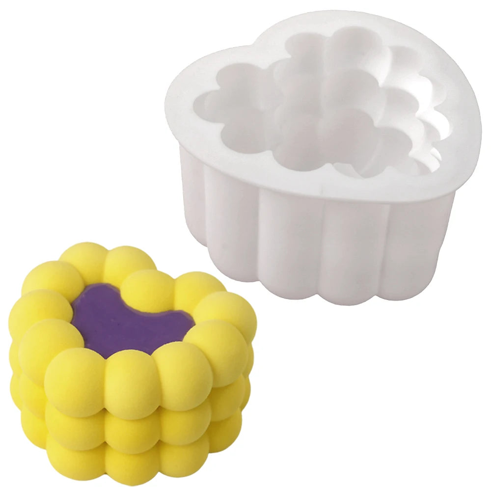 Heart Shaped Cylindrical Square Texture French Mousse Cake Mould Silicone Soap Mold Jelly Pudding Dessert Tools Kitchen Bakeware