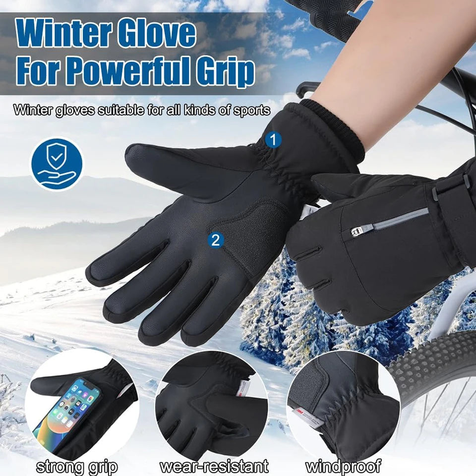 GTUBIKE Waterproof Men’s Women’s Winter Cycling Gloves Thermal Touchscreen Ski Gloves for Running Outdoor Sports Gloves