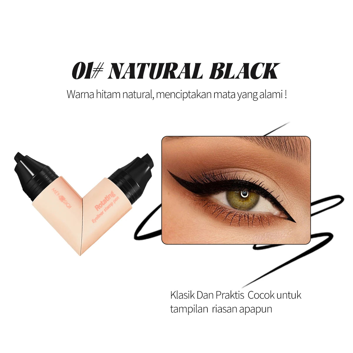 Rotatieve eyeliner pen, snel droge waterdichte anti-zweet, niet gemakkelijk vervagen functie, multifunctionele eyeliner pen, nat