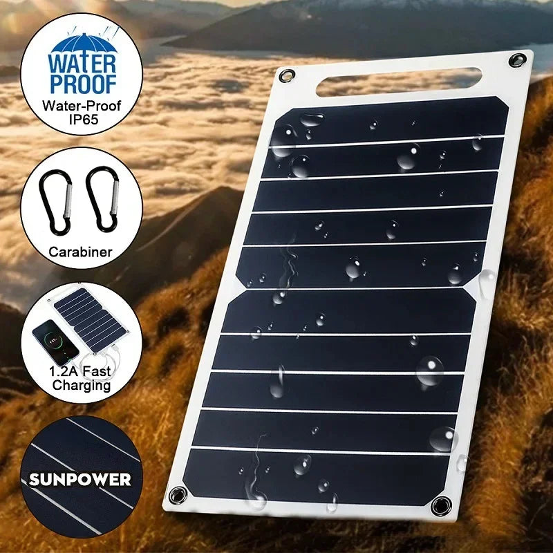 Waterproof 30W Solar Charging Panel 6.8V With USB Port Portable Power Supply for Camping Hiking Mobile Devices